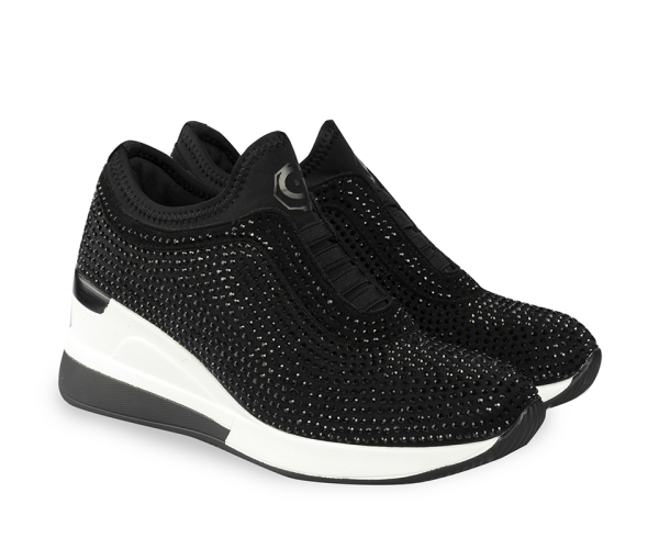 SNEAKER CON STRASS SENZA LACCI