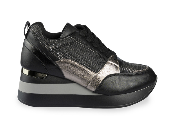 SNEAKER EFFETTO METALLICO CON SUOLA DETTAGLIATA