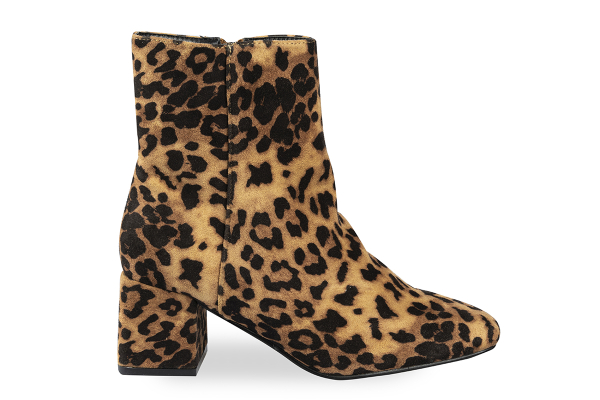 TRONCHETTO TACCO BASSO CON STAMPA LEOPARDATA