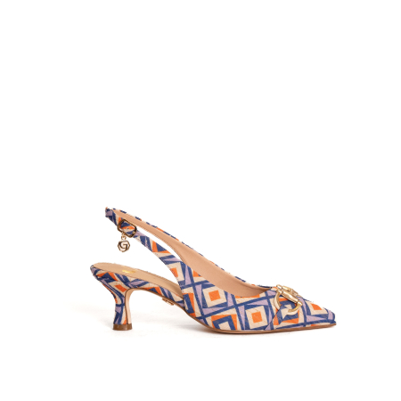 SANDALO SLINGBACK CON TESSUTO FANTASIA