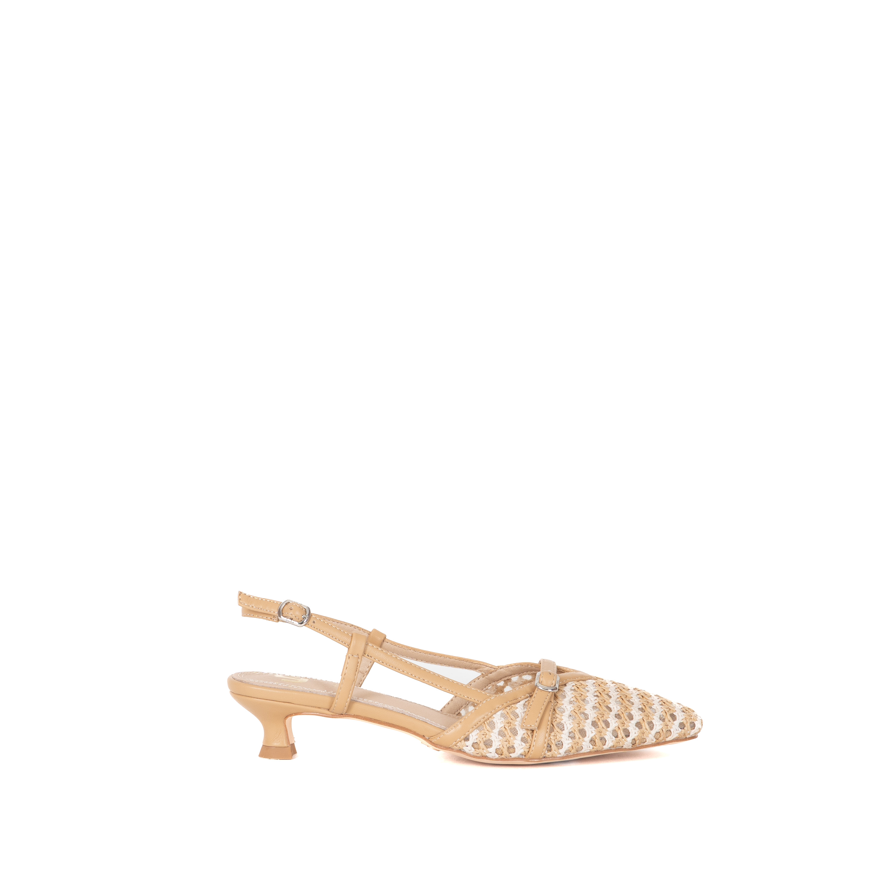 DECOLLETTE SLINGBACK BICOLOR TRAFORATA CON FIBBIETTA