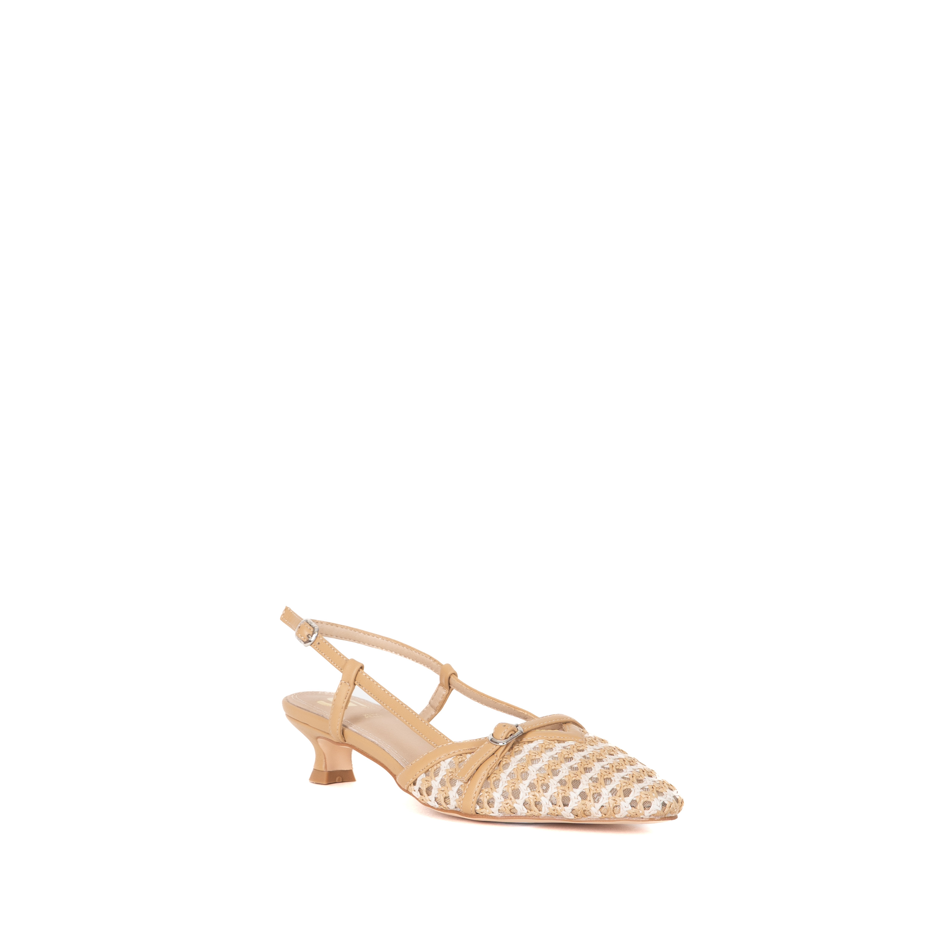 DECOLLETTE SLINGBACK BICOLOR TRAFORATA CON FIBBIETTA
