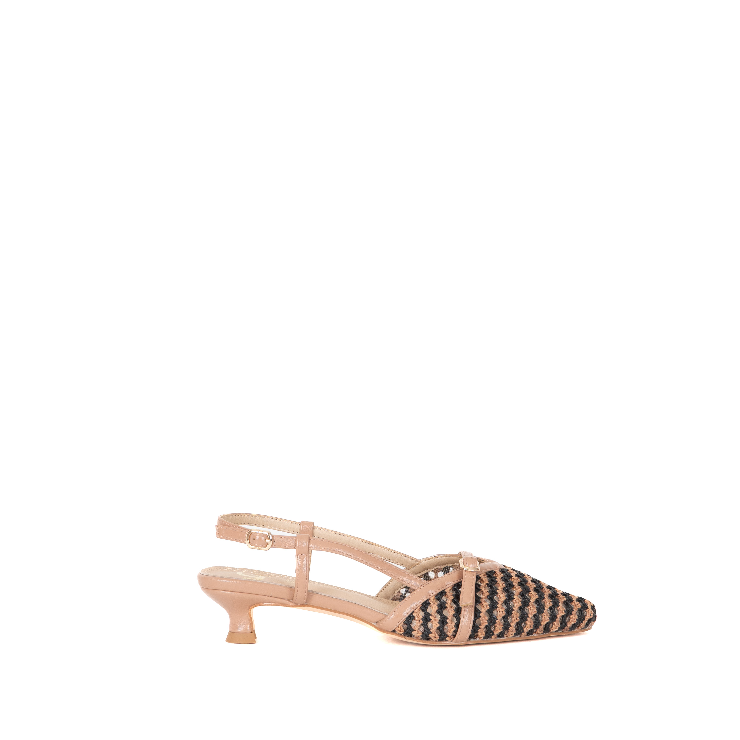DECOLLETTE SLINGBACK BICOLOR TRAFORATA CON FIBBIETTA