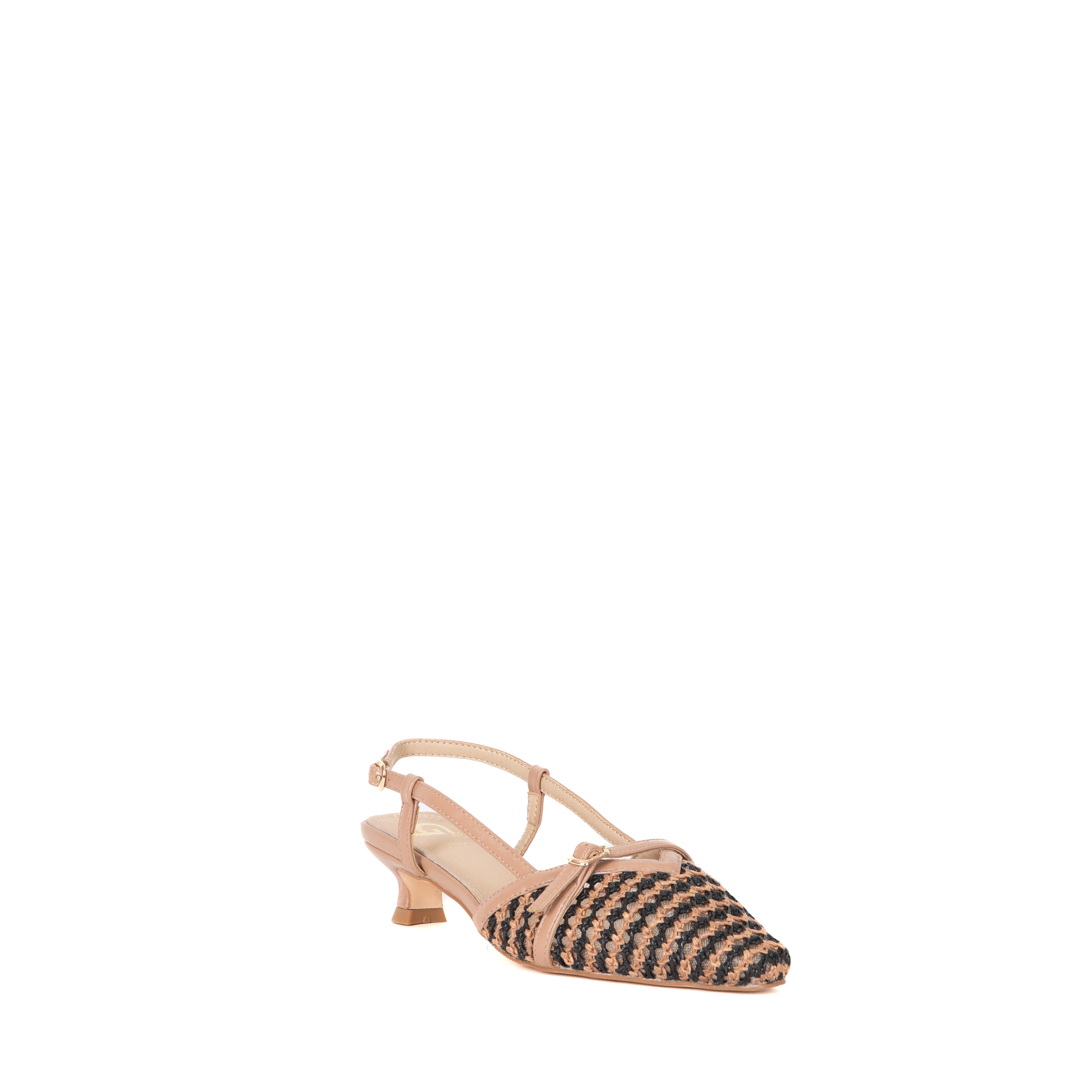 DECOLLETTE SLINGBACK BICOLOR TRAFORATA CON FIBBIETTA