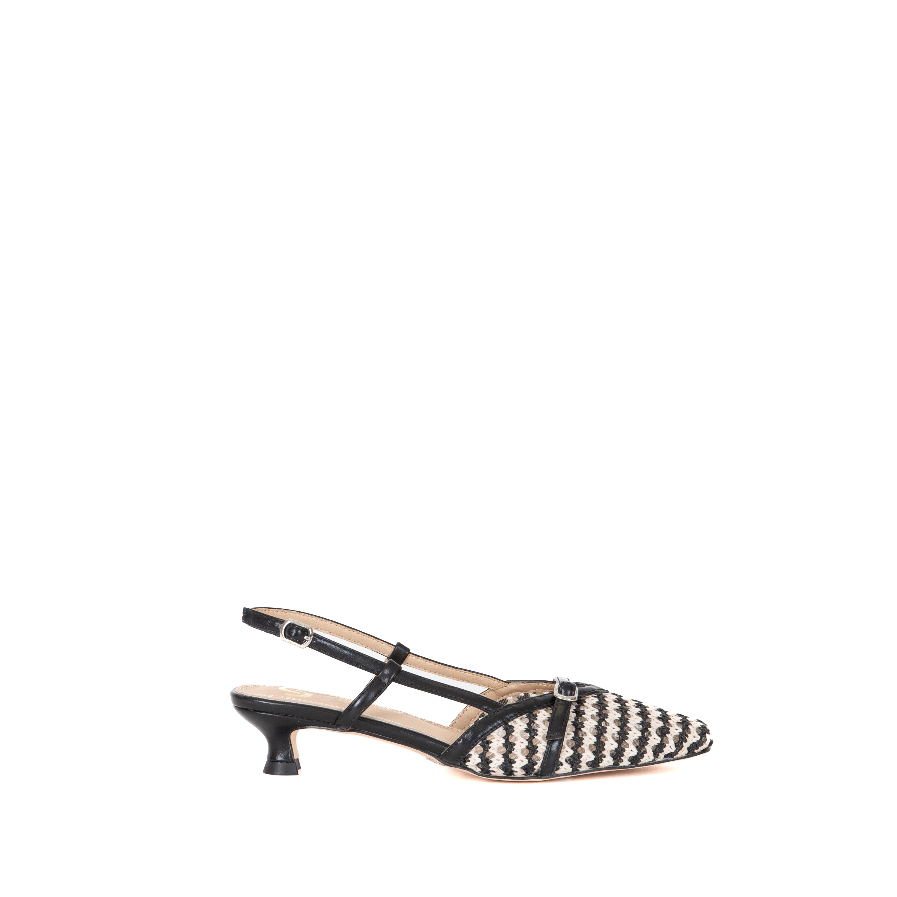 DECOLLETTE SLINGBACK BICOLOR TRAFORATA CON FIBBIETTA