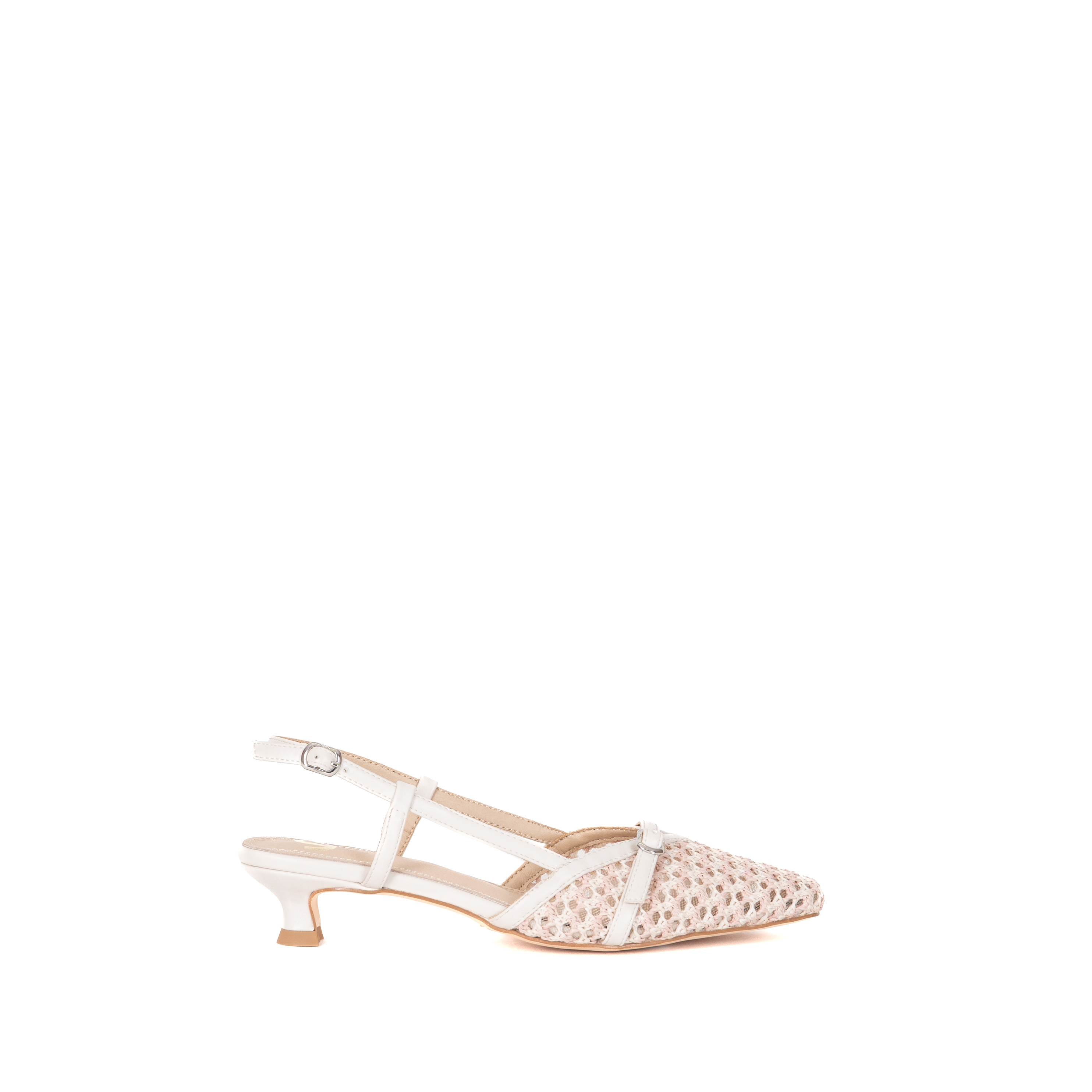 DECOLLETTE SLINGBACK BICOLOR TRAFORATA CON FIBBIETTA